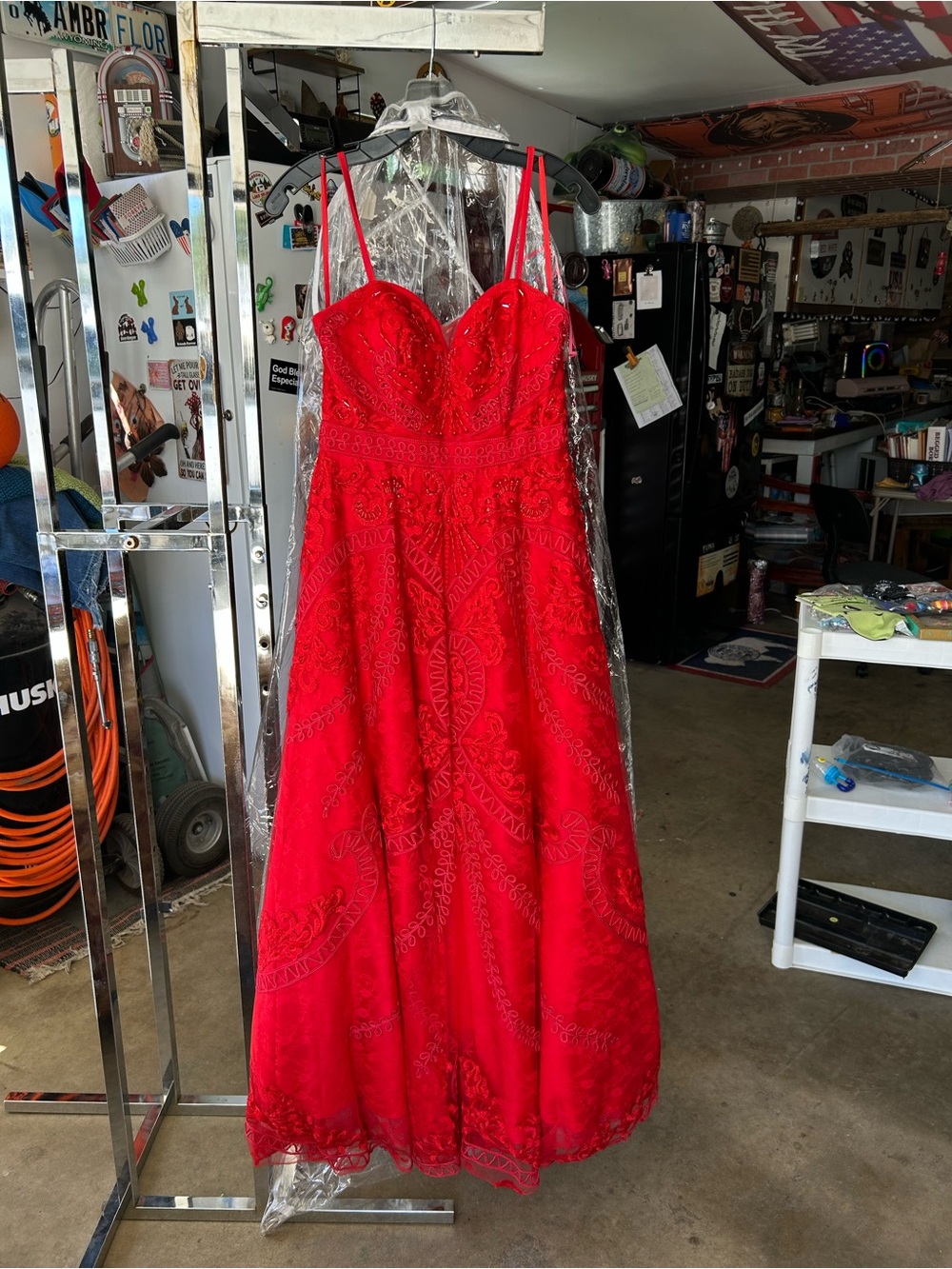 Dave & Johnny Red Embroidered Prom Dress Size 5/6